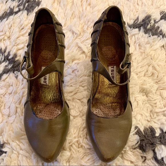 Tsubo Olive Leather Mary Jane Heels 8.5 - Picture 6 of 7